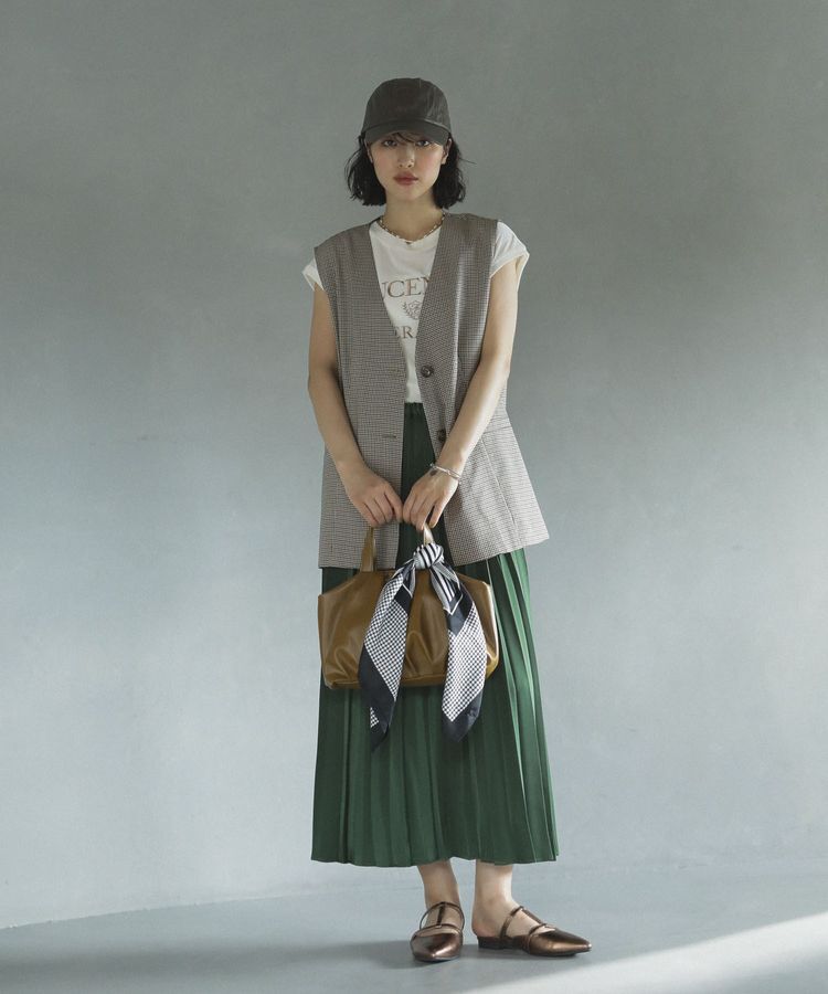 Green Parks「ノースリーブチェックジレ」|ベスト・ジレ|