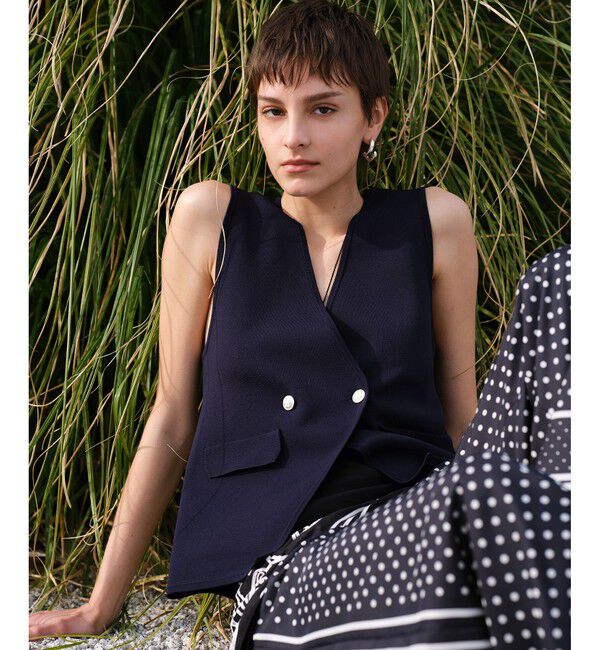 allureville「ミラノリブニットジレ」|ニット・セーター|ネイビー