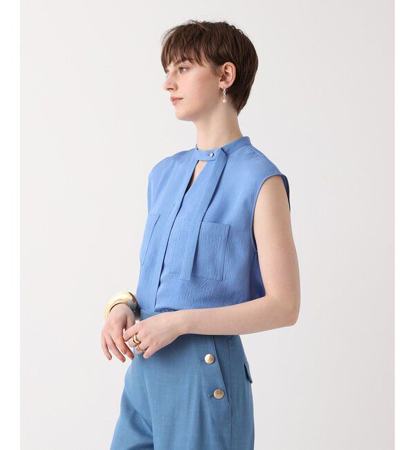 allureville「ブライトツイルアシメボウノースリブラウス」|シャツ・ブラウス|