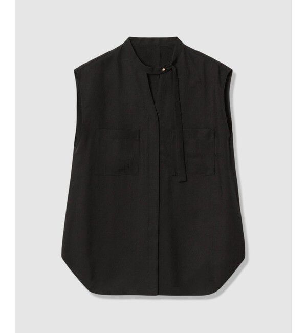 allureville「ブライトツイルアシメボウノースリブラウス」|シャツ・ブラウス|ブラック