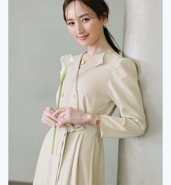 ur's「【星玲奈さんコラボアイテム】ベルト付パフスリーブトレンチワンピース」|ワンピース|