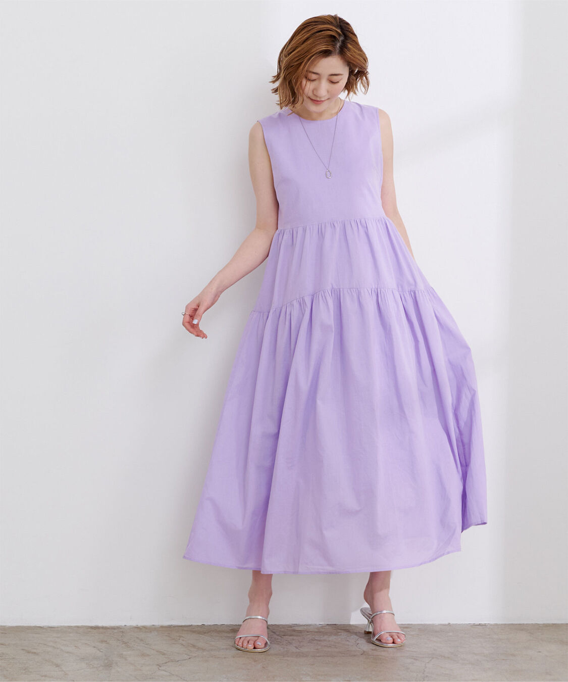 ur's「コットンクルーネックティアードワンピース」|ワンピース|