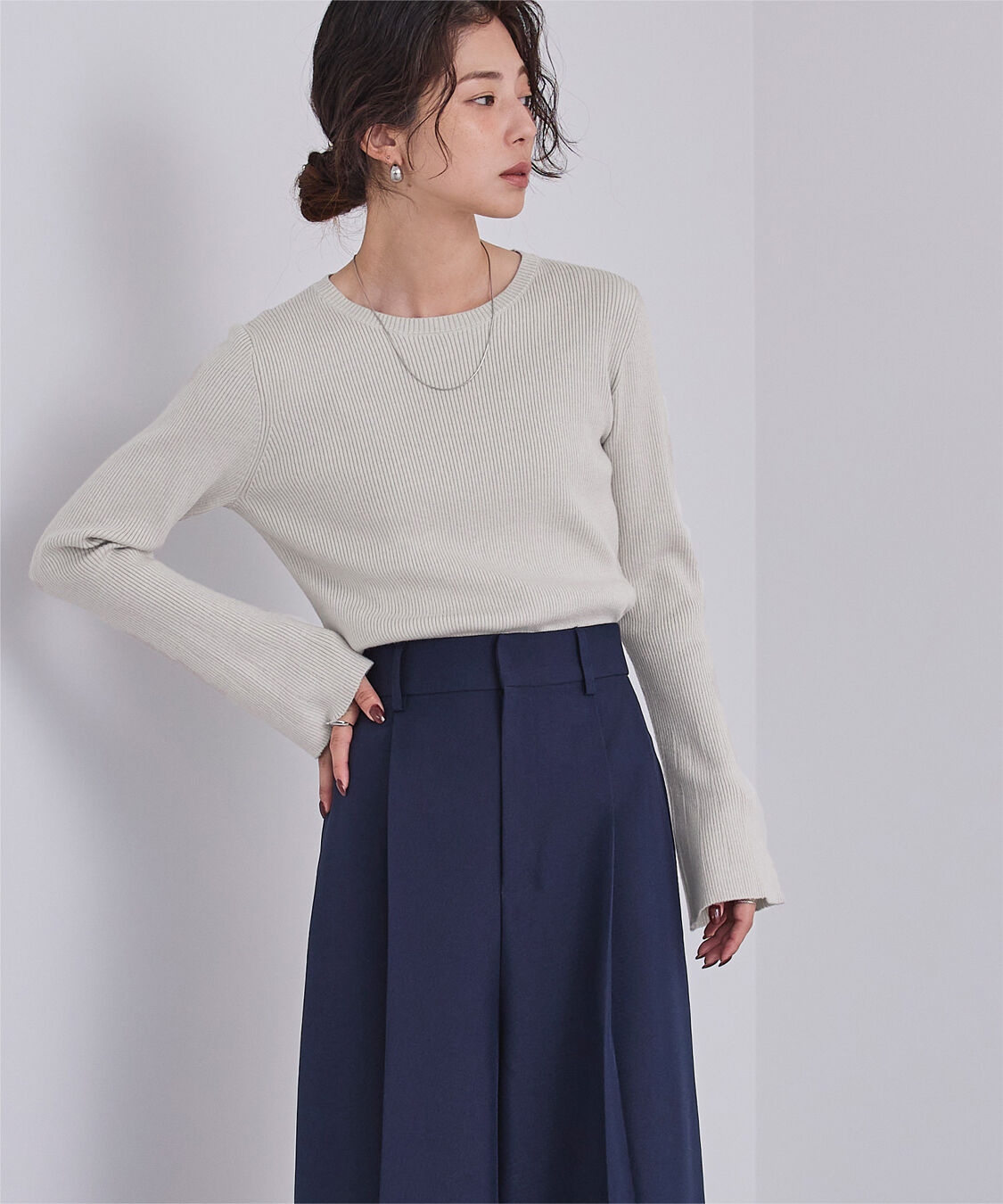 ur's「【星玲奈さんコラボアイテム】フレアスリーブリブニット」|ニット・セーター|