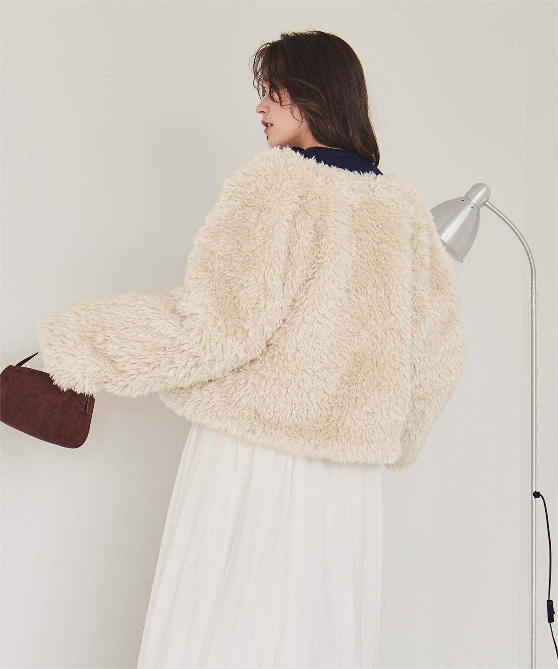 titivate「【いつきさんコラボアイテム】中綿キルティングプードルフェイクファージャケット」|ノーカラージャケット|