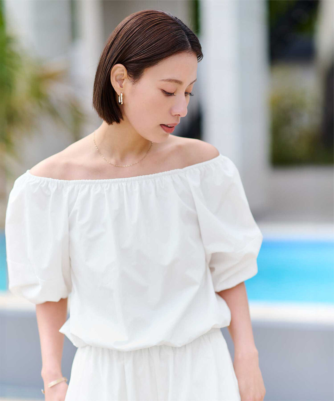 ur's「【黒川翼さんコラボアイテム】撥水オフショルプルオーバー」|シャツ・ブラウス|ホワイト