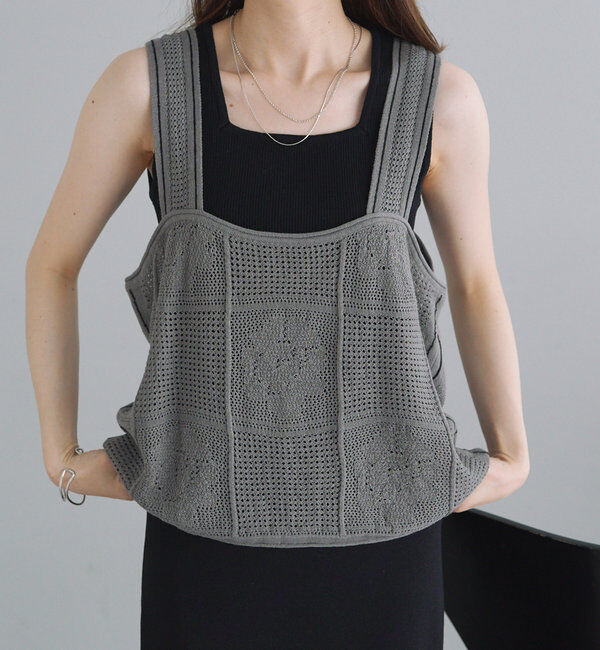  「配色透かし編みビスチェ」|ニット・セーター|