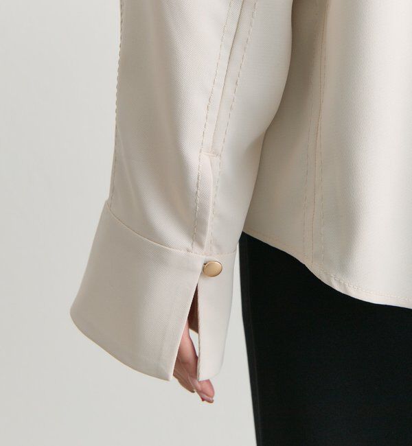  「【Du noir】ハンド風ステッチストレッチジョーゼットプルオーバー」|プルオーバー|