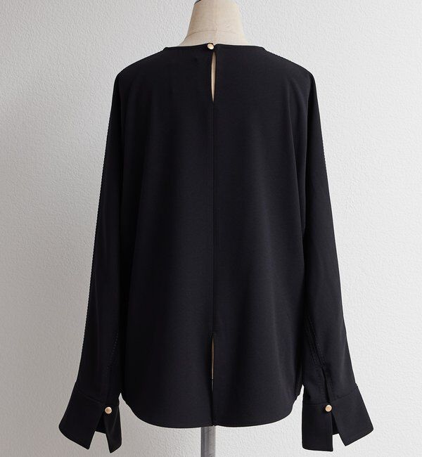  「【Du noir】ハンド風ステッチストレッチジョーゼットプルオーバー」|プルオーバー|