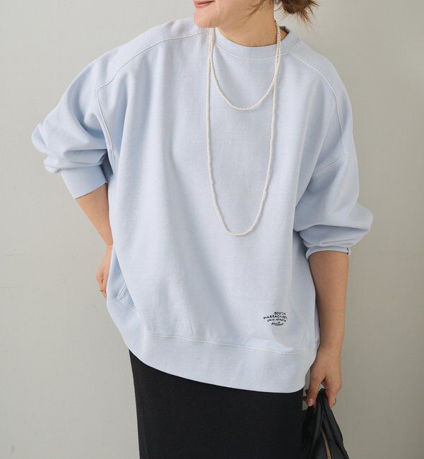  「ロゴ刺繍チュニックスウェット」|プルオーバー|サックスブルー