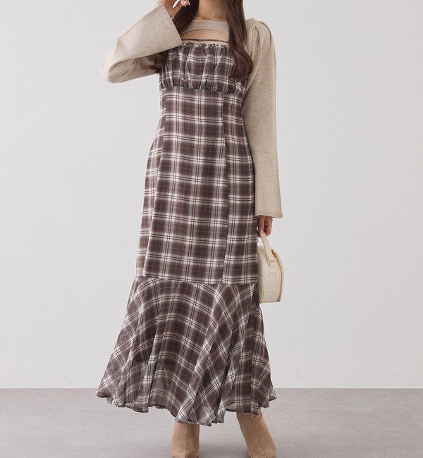  「２枚セットチェックワンピ」|ワンピース|