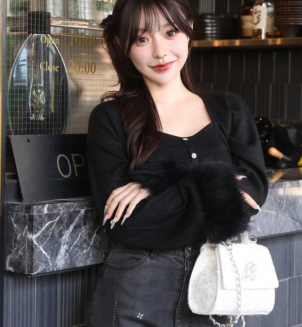  「袖ファーボレロ+キラキラビスチェSET」|ニット・セーター|