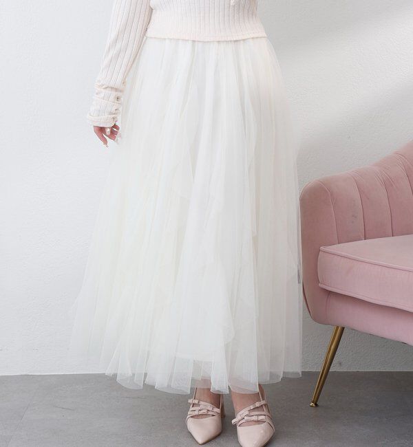  「チュールフリルロングスカート」|スカート|