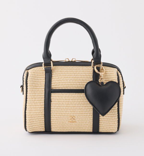  「ハートチャーム付き雑材ミニボストンバッグ」|ショルダー・メッセンジャー|