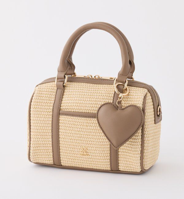  「ハートチャーム付き雑材ミニボストンバッグ」|ショルダー・メッセンジャー|