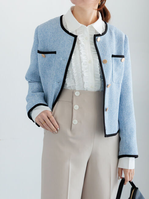 Te chichi「ライトツイードバイカラージャケット《2026 spring catalog item》」|その他|ブルー