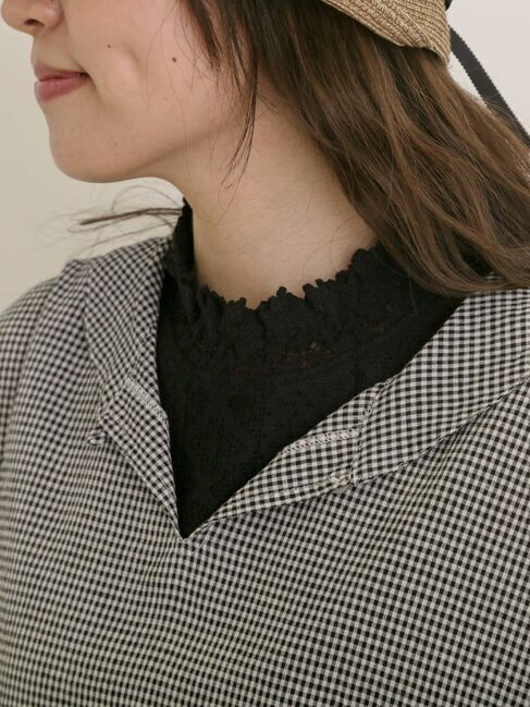 Samansa Mos2「【クールコットン】柄アソートフレンチスリーブチュニック」|シャツ・ブラウス|