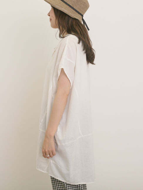 Samansa Mos2「【クールコットン】柄アソートフレンチスリーブチュニック」|シャツ・ブラウス|