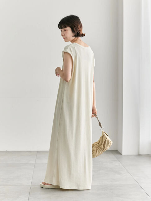 Samansa Mos2 blue「◎ヘンリーネックテレコワンピース」|ワンピース|