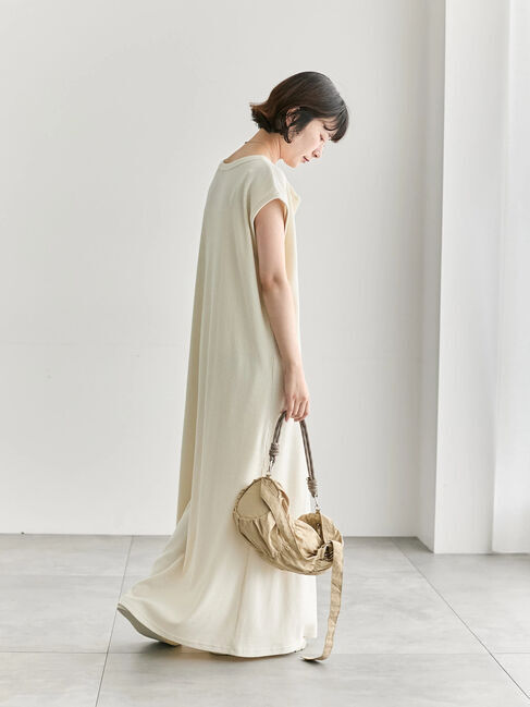 Samansa Mos2 blue「◎ヘンリーネックテレコワンピース」|ワンピース|