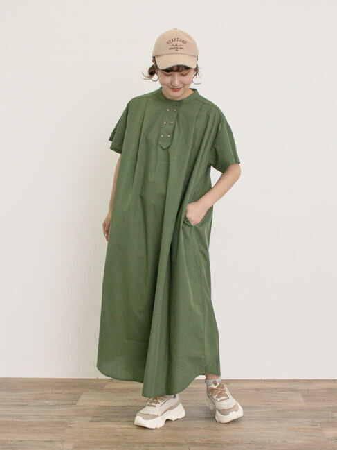 Samansa Mos2「◎【S/Mサイズ】ダブルボタンワンピース」|ワンピース|グリーン