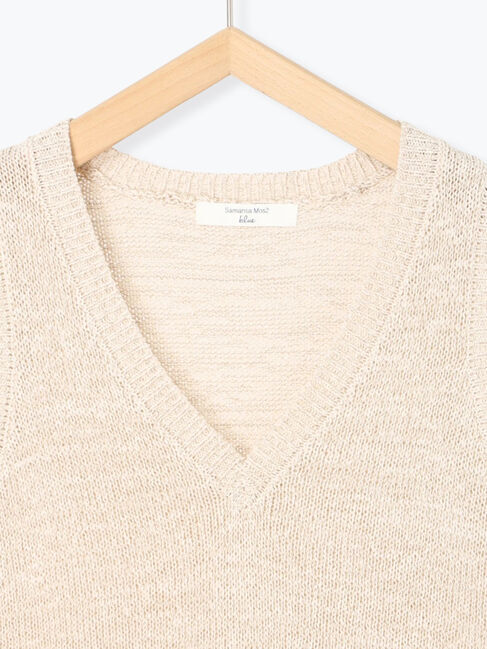 Samansa Mos2 blue「フリンジニットベスト」|ニット・セーター|