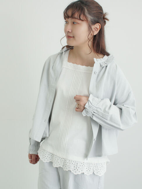 Samansa Mos2「【接触冷感】スクエアネックレースノースリーブ」|Tシャツ・カットソー|