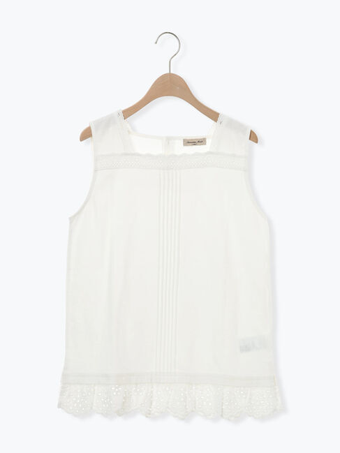 Samansa Mos2「【接触冷感】スクエアネックレースノースリーブ」|Tシャツ・カットソー|