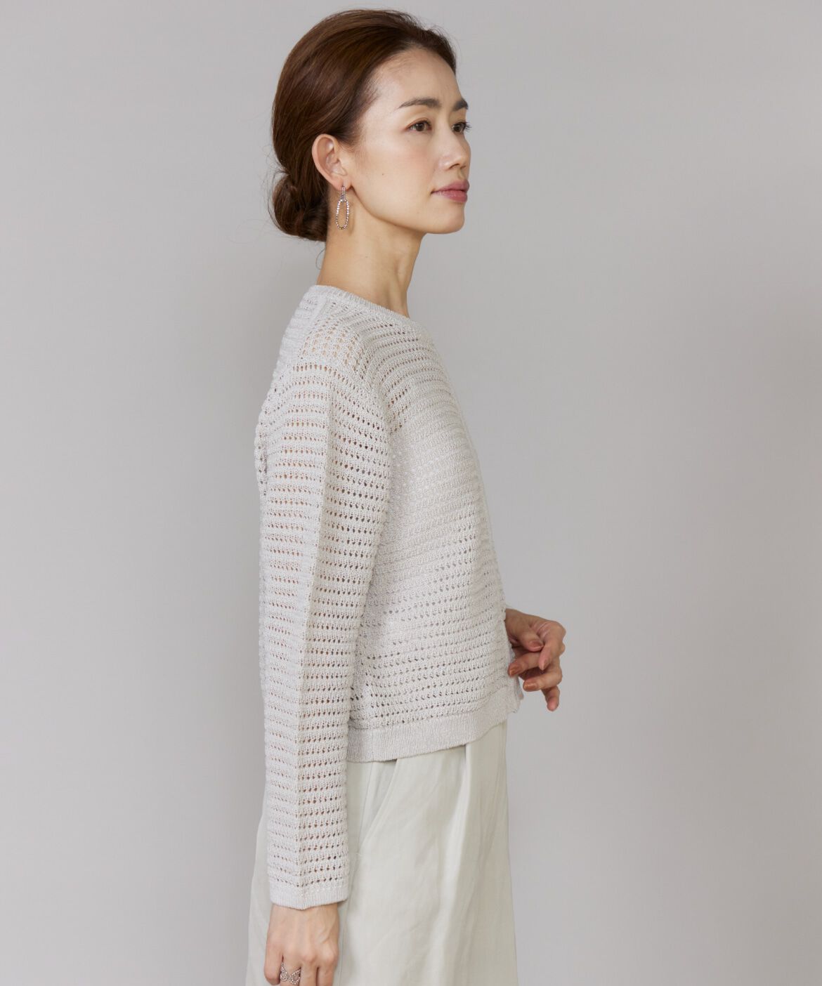 Le Souk「《大きいサイズ》透かし柄ニットブルゾン」|カーディガン|