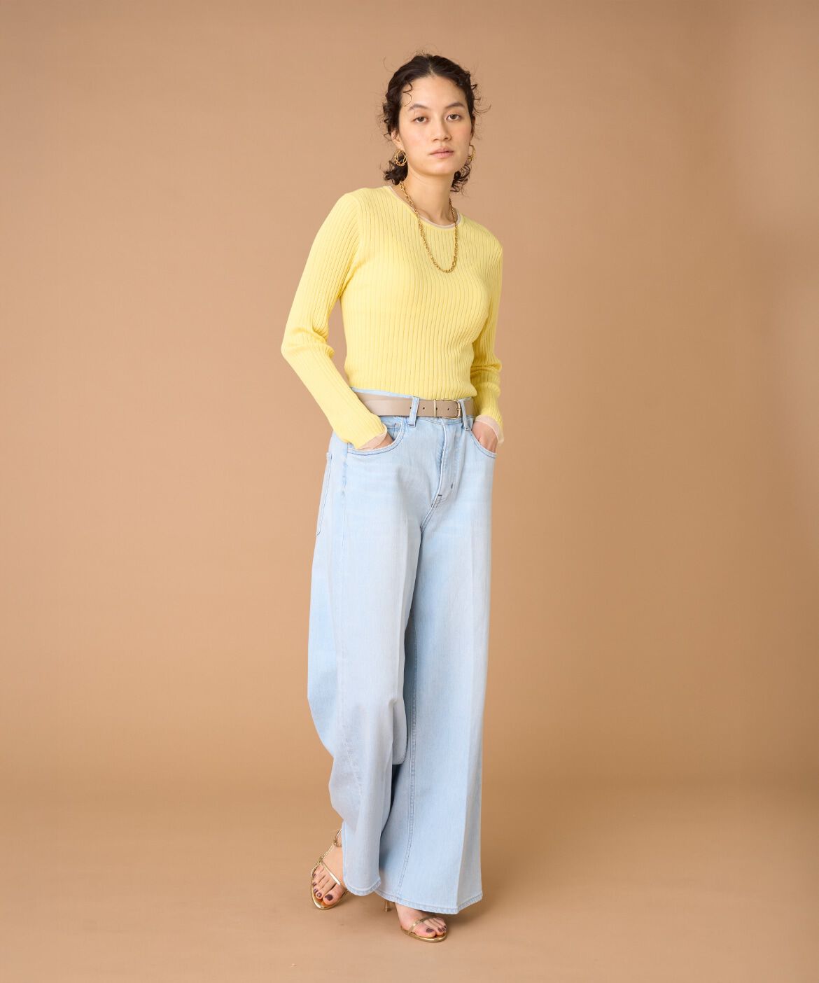 INED「シアードッキングリブニット」|ニット・セーター|