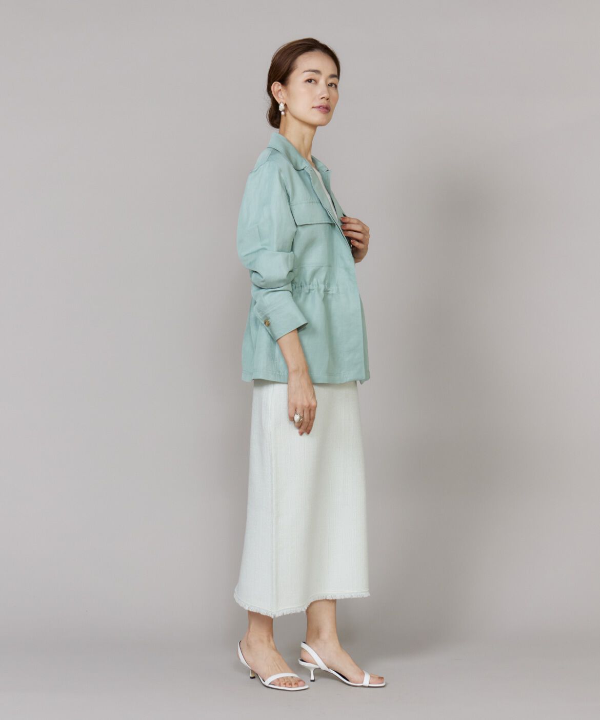 Le Souk「《大きいサイズ》ニットツイードAラインスカート」|タイト|