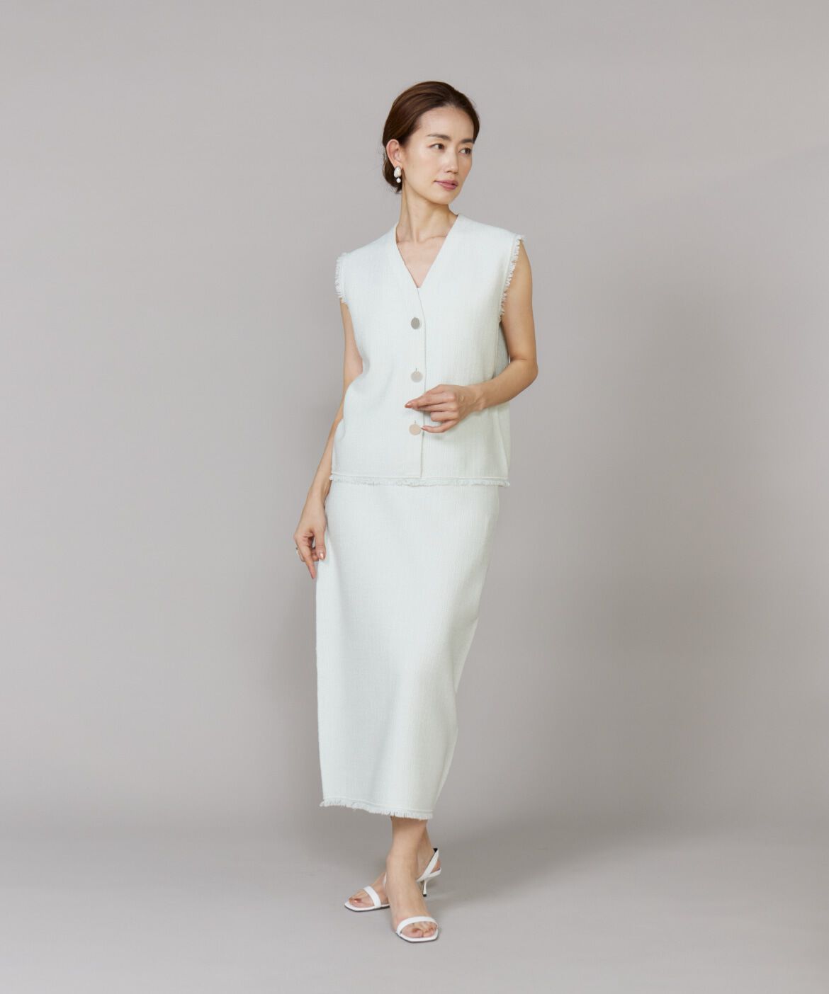 Le Souk「《大きいサイズ》ニットツイードAラインスカート」|タイト|