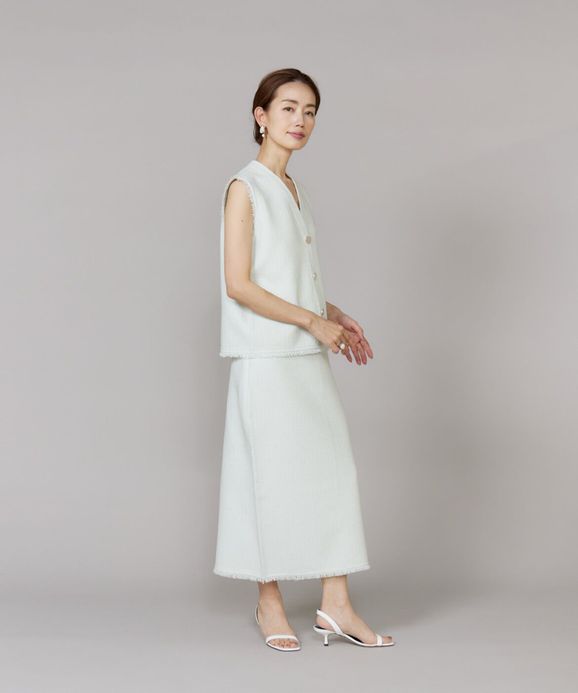 Le Souk「《大きいサイズ》ニットツイードAラインスカート」|タイト|