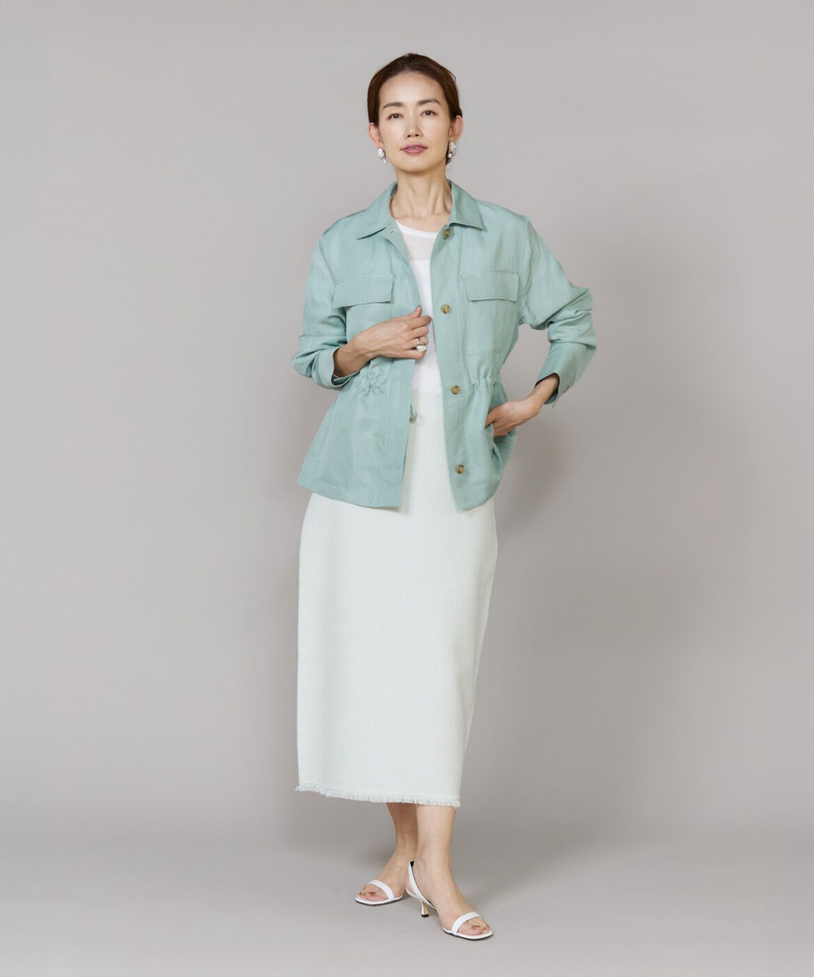 Le Souk「《大きいサイズ》ニットツイードAラインスカート」|タイト|