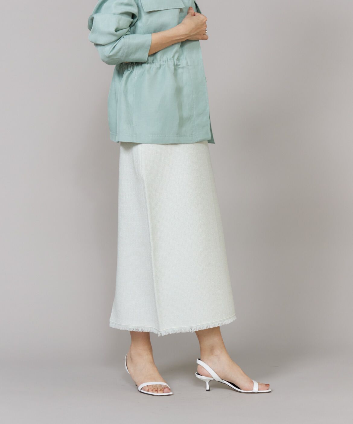 Le Souk「《大きいサイズ》ニットツイードAラインスカート」|タイト|