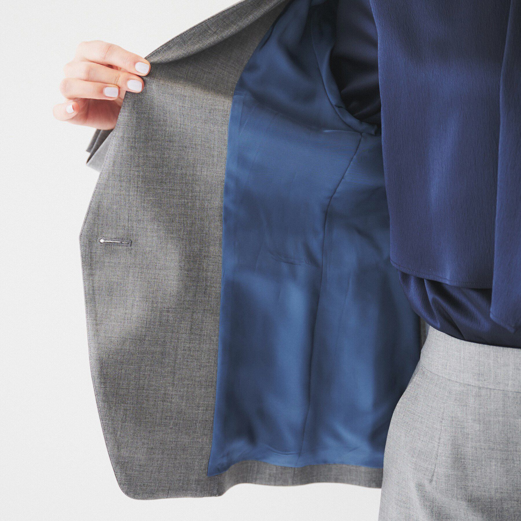 UNTITLED「【通勤スーツ】ウーステッド カラーレスジャケット」|ノーカラージャケット|