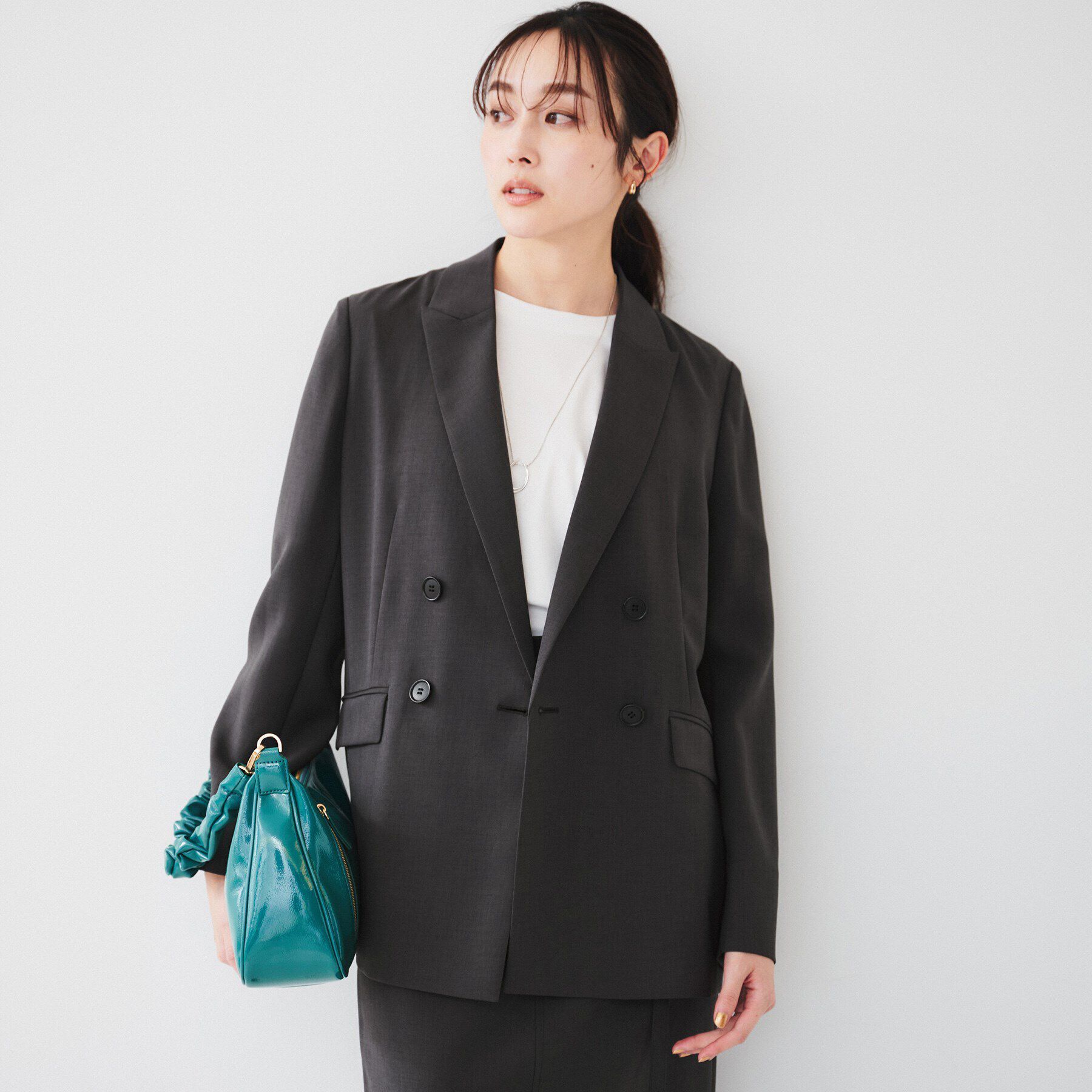 UNTITLED「【セットアップ可能】ライトウェイト ダブルブレストジャケット」|テーラードジャケット|チャコールグレー(0