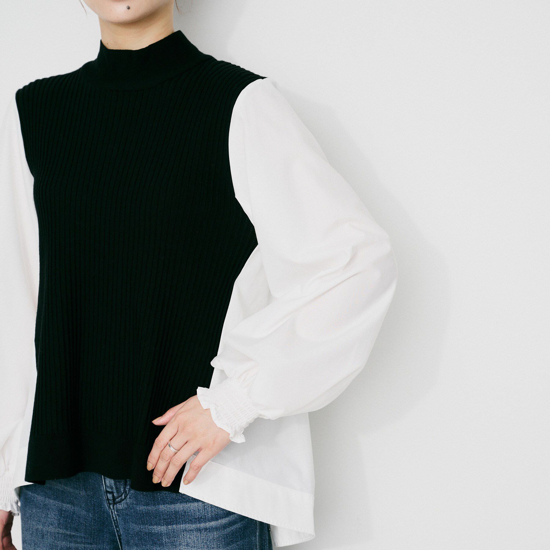 UNTITLED「【TORRAZZO DONNA】ニット&times;ファブリック ハイブリッドブラウス」|シャツ・ブラウス|