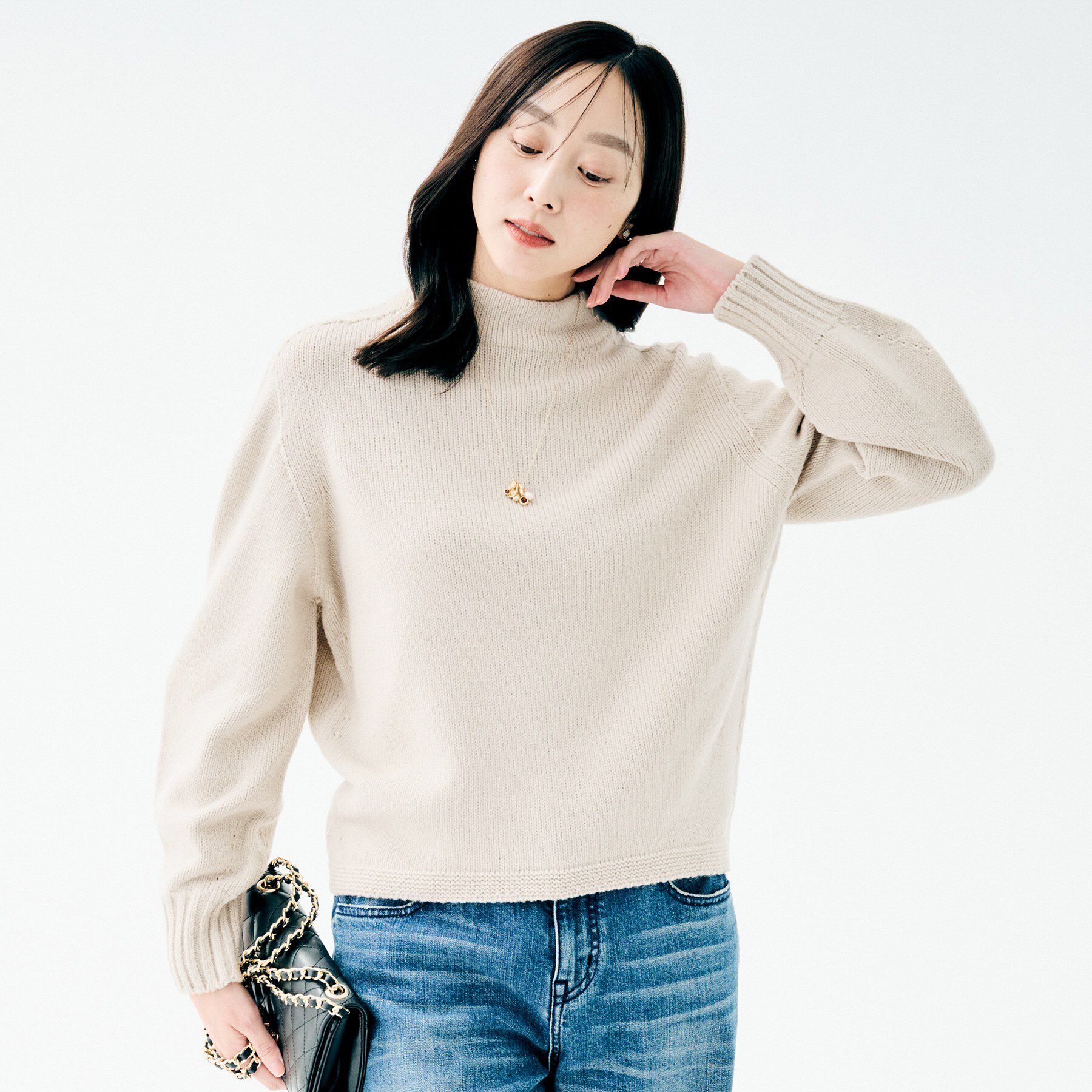 UNTITLED「【洗える】スポンディッシュ ボトルネックニット」|ニット・セーター|