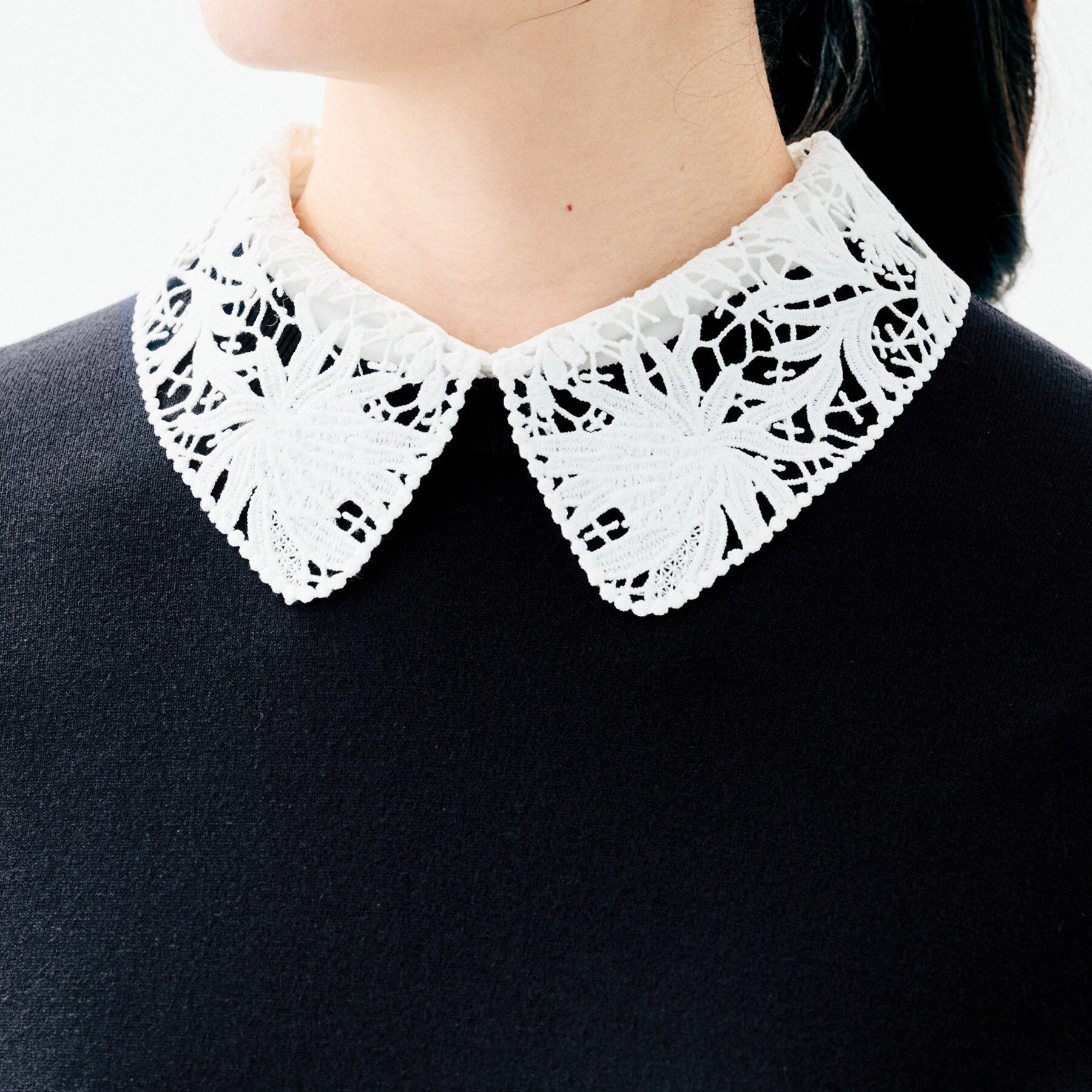 UNTITLED「【洗える/カジュアルフォーマル】2WAYレース襟ニットプルオーバー」|ニット・セーター|