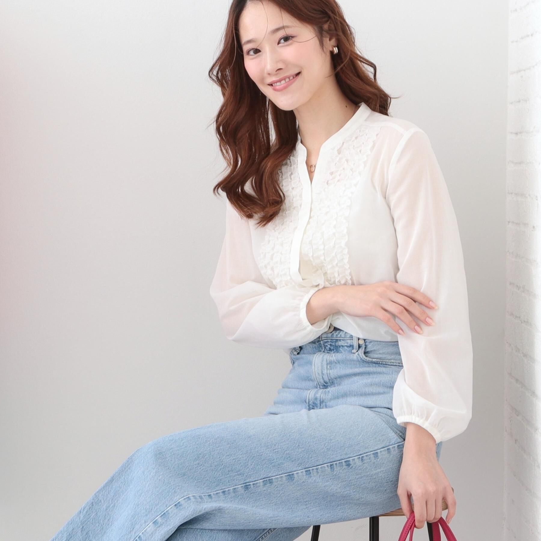 COUP DE CHANCE「【手洗い可/きれいめ】シアーローンフリルブラウス」|シャツ・ブラウス|