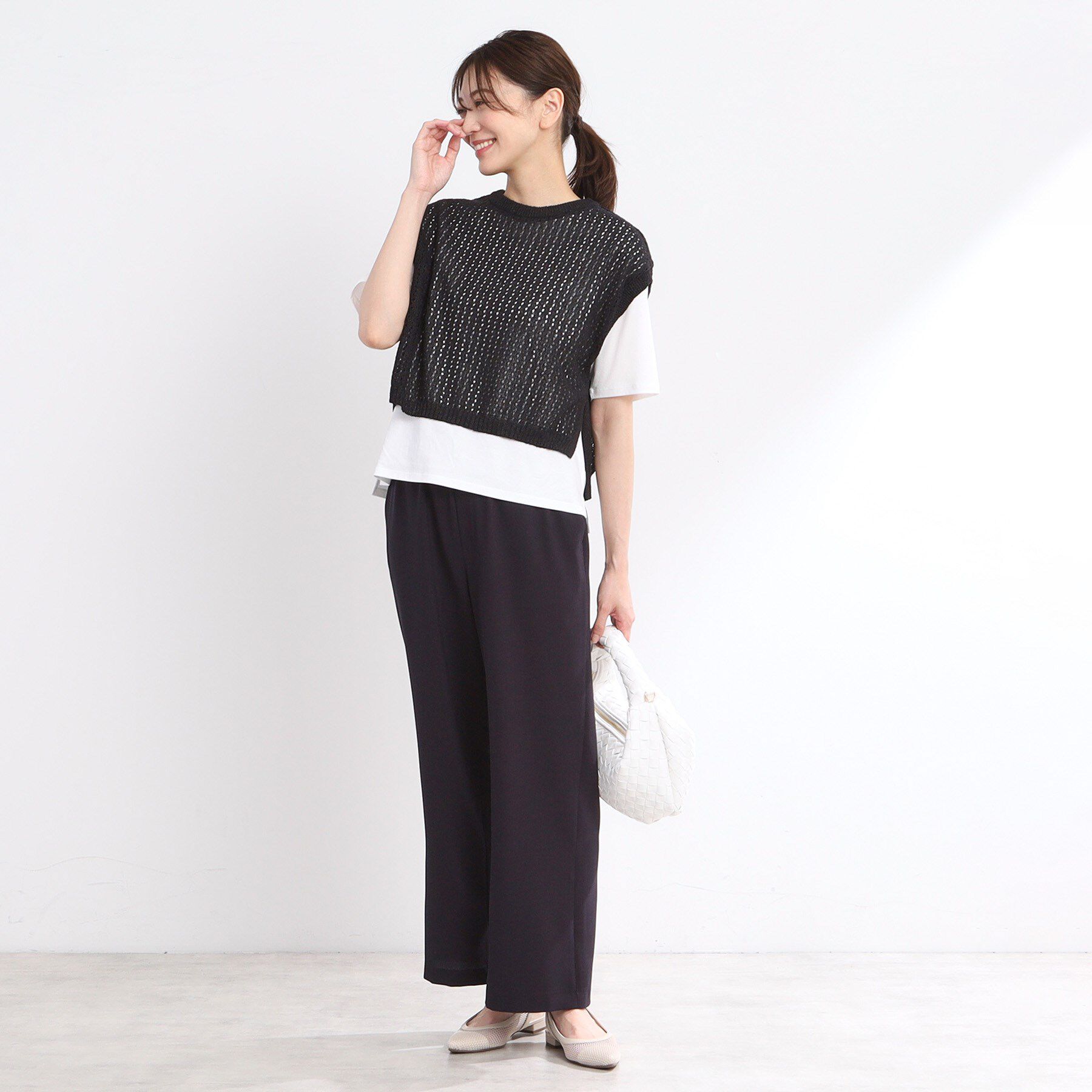 Reflect「【手洗い可】メッシュニットベスト」|ニット・セーター|