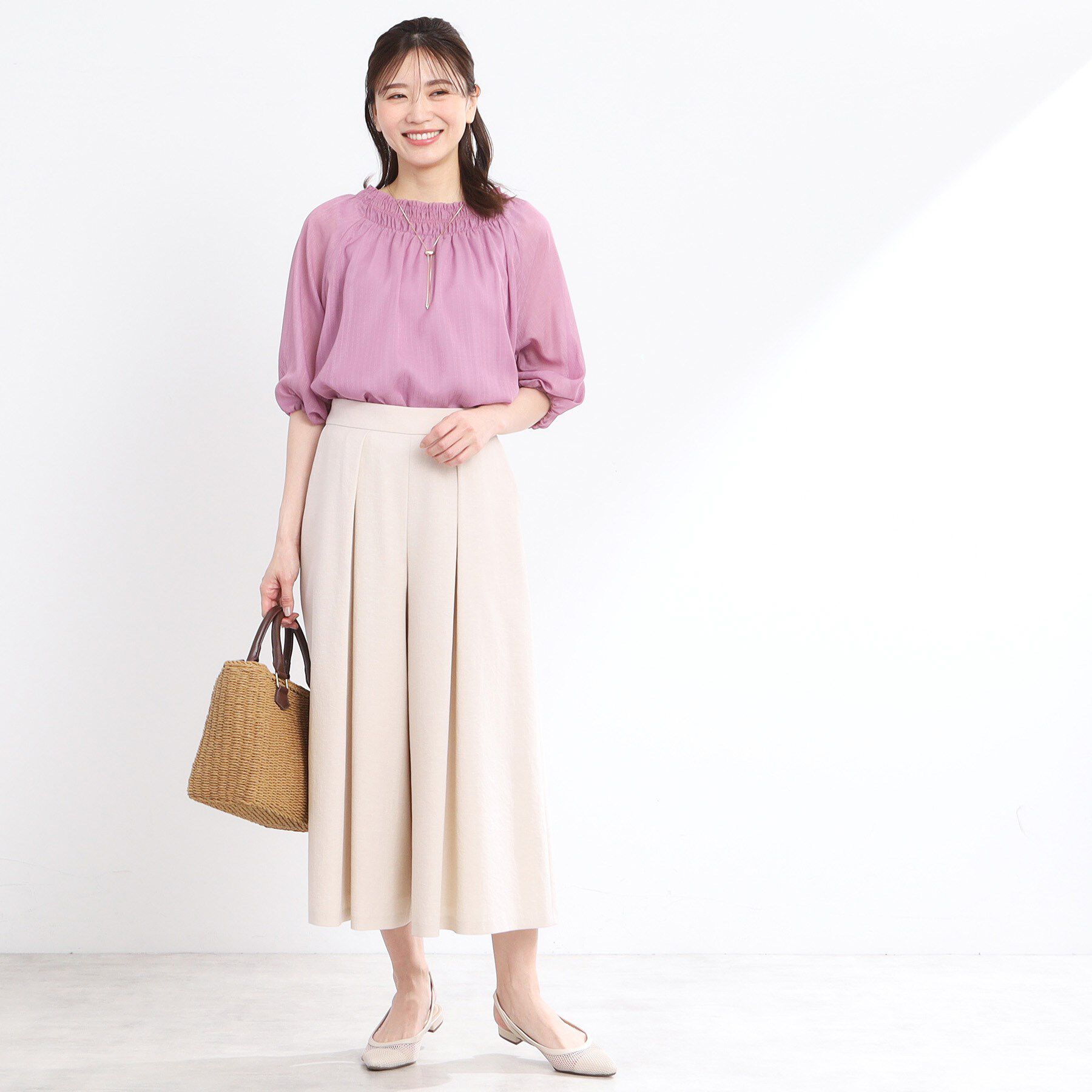 Reflect「【洗える】シャーリングデザインブラウス」|シャツ・ブラウス|