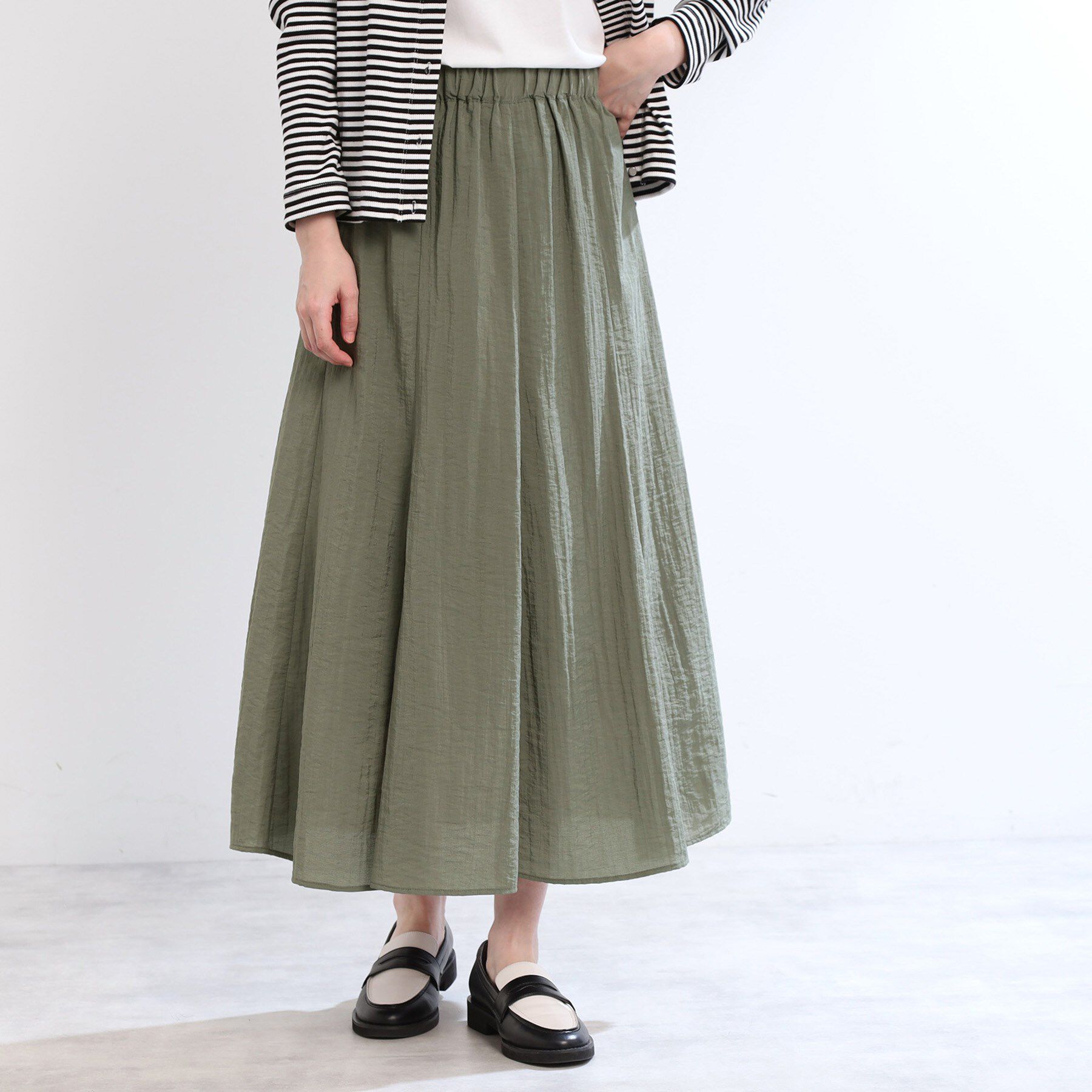 Reflect「【夏SALE／E‐QUALITY／手洗い可】シアースカート」|スカート|カーキ(029)