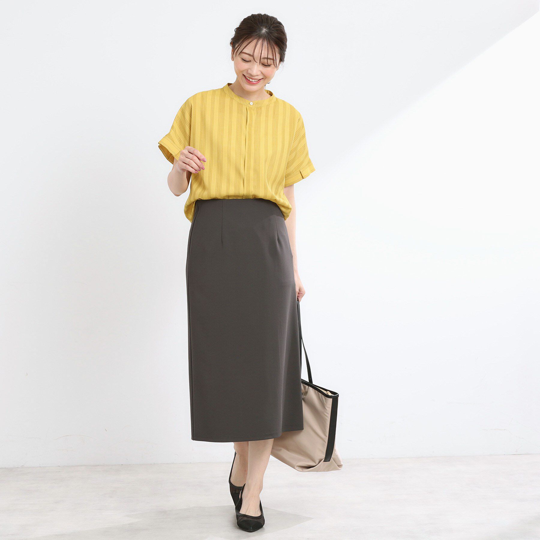 Reflect「【洗える】ドビーストライプブラウス」|シャツ・ブラウス|