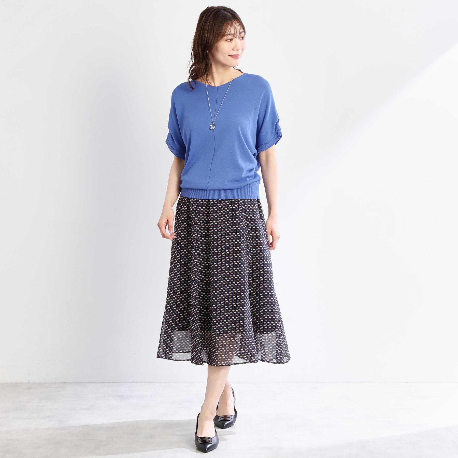 Reflect「【WEB先行カラーあり／マシンウォッシュ可／ウエスト総ゴム】コツキ幾何柄ロングスカート」|スカート|