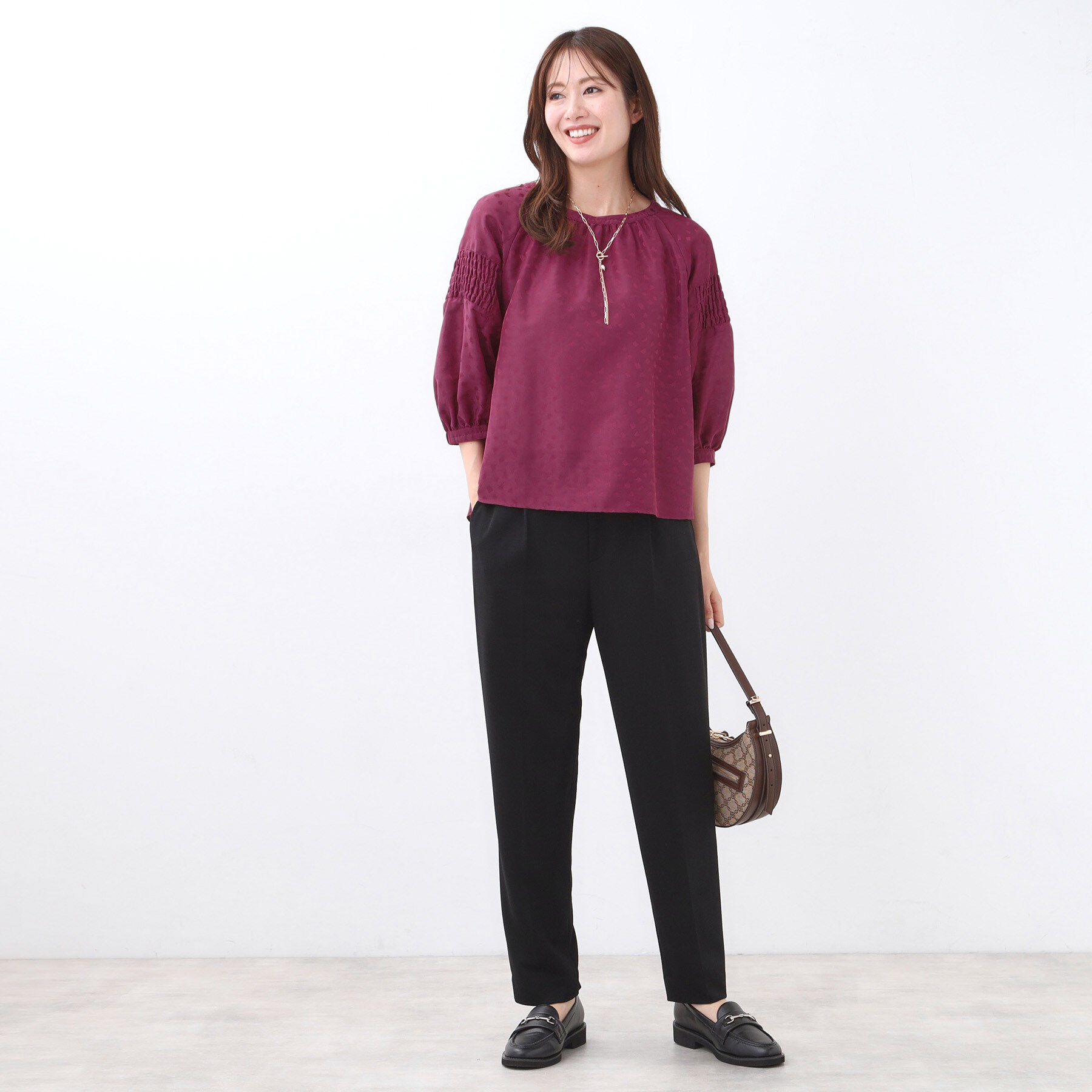 Reflect「【一枚で着映える◎】レオパード風ジャカードブラウス」|シャツ・ブラウス|