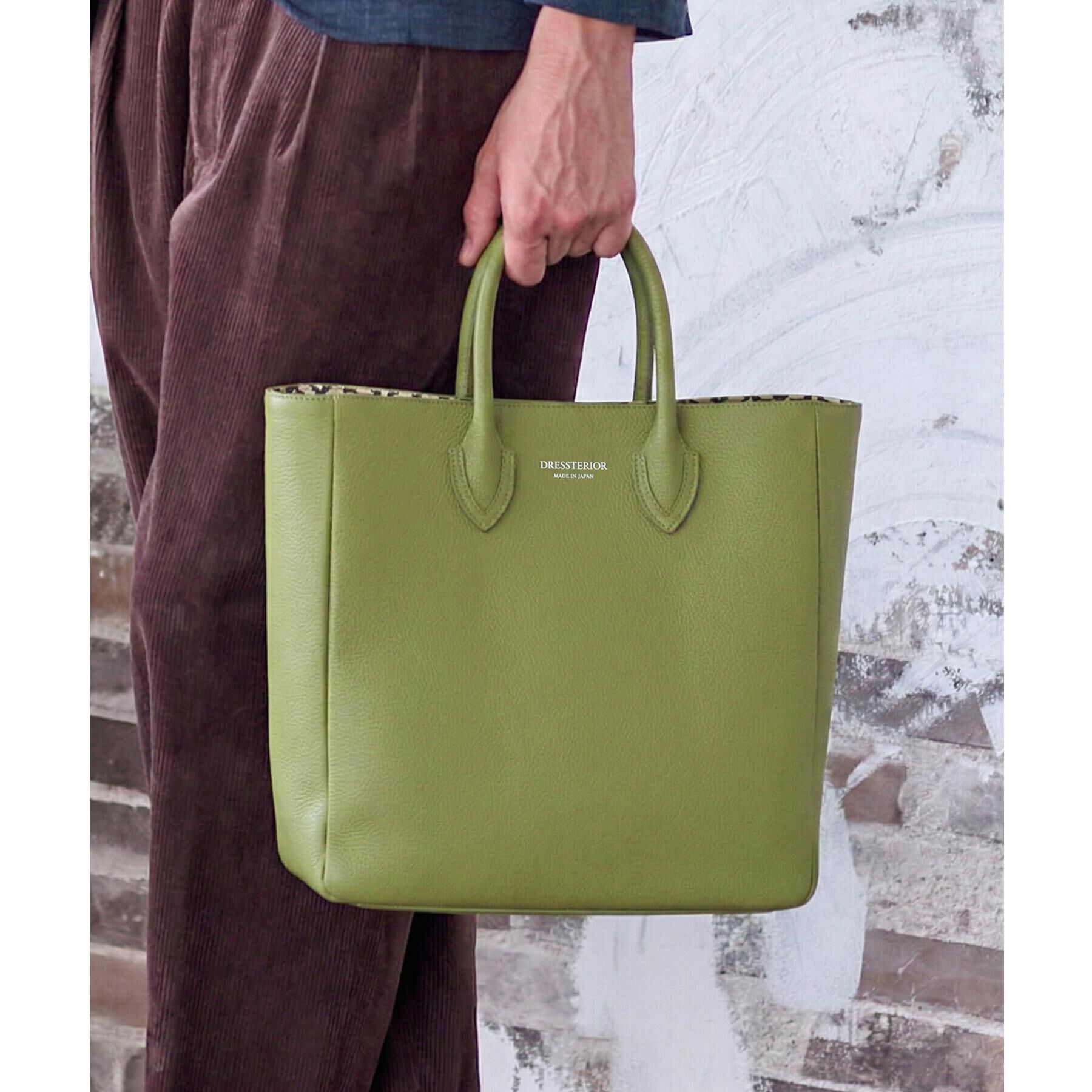 DRESSTERIOR「スクエアシュリンクレザー トートバッグ」|トートバッグ|グリーン(025)