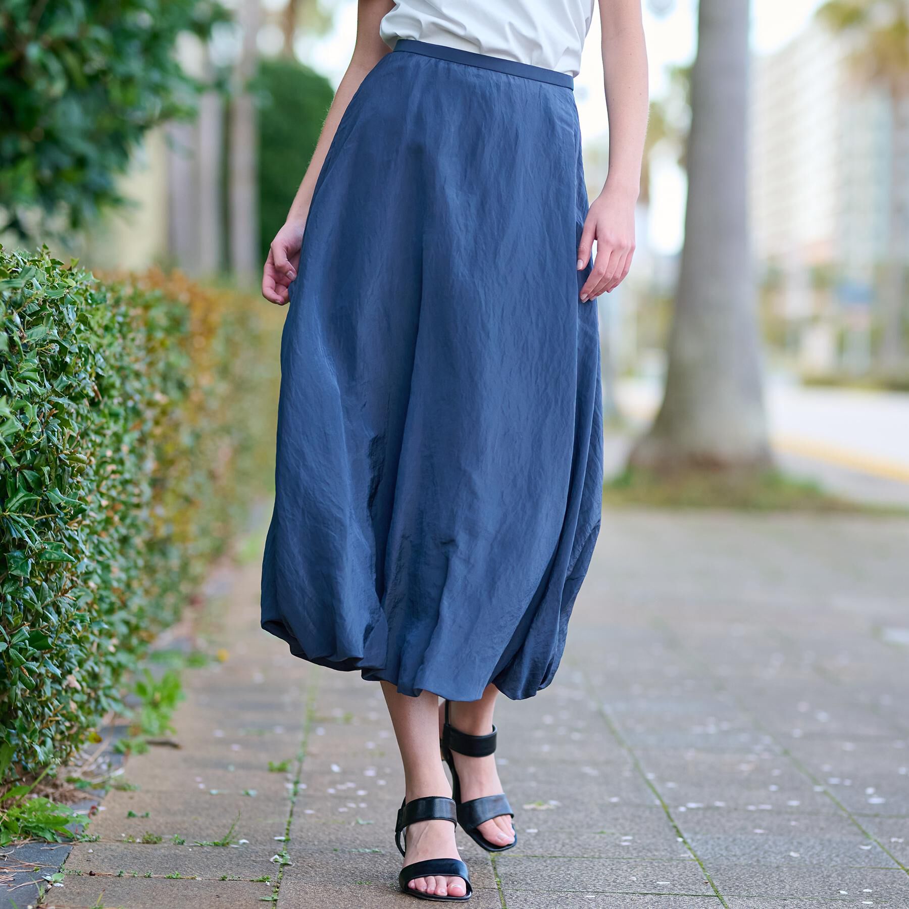 DRESSTERIOR「【裏地あり/後ろウエストゴム】シアーワッシャーバルーンスカート」|スカート|