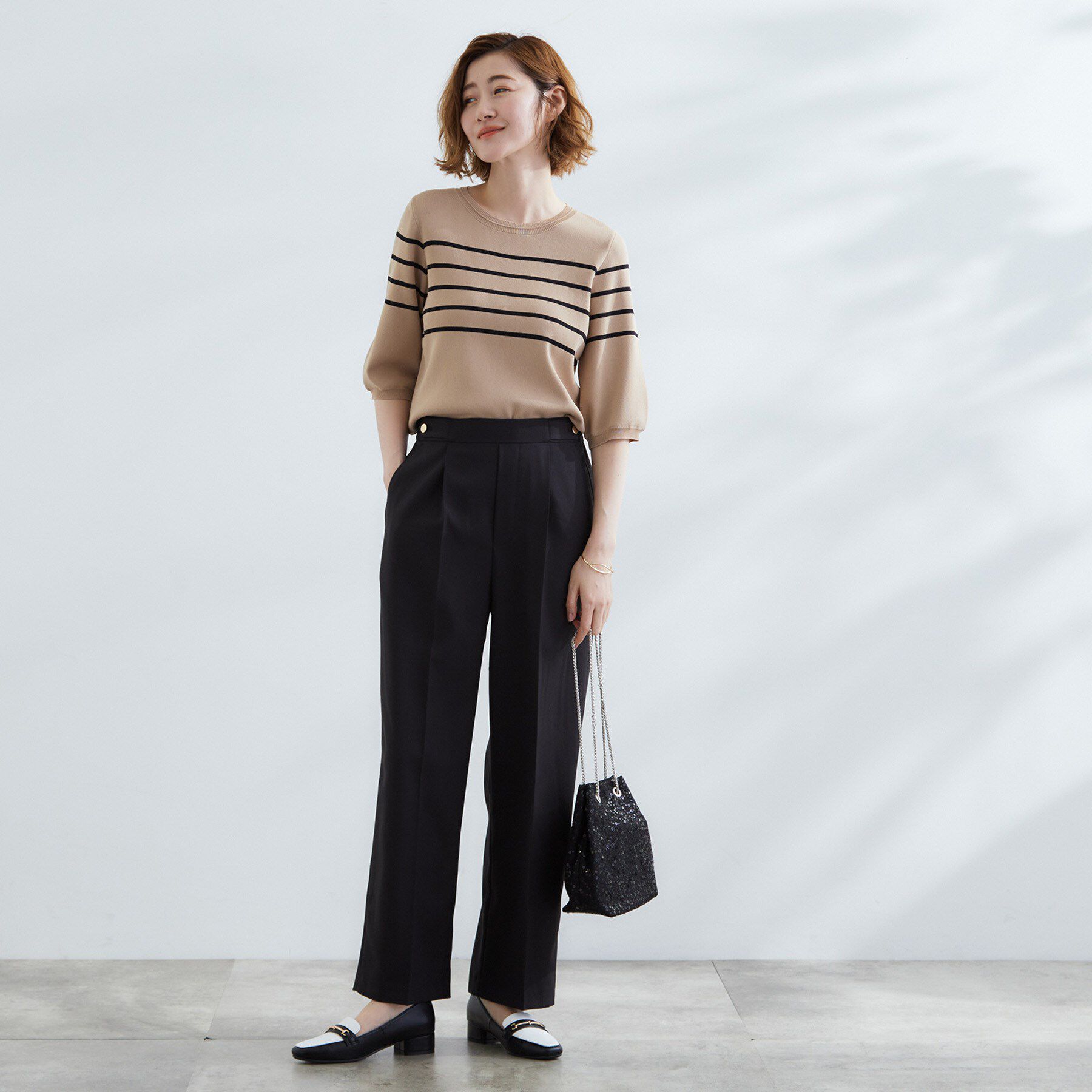 grove「ひんやり多機能・やわらかドライタッチ五分袖プルオーバー」|ニット・セーター|