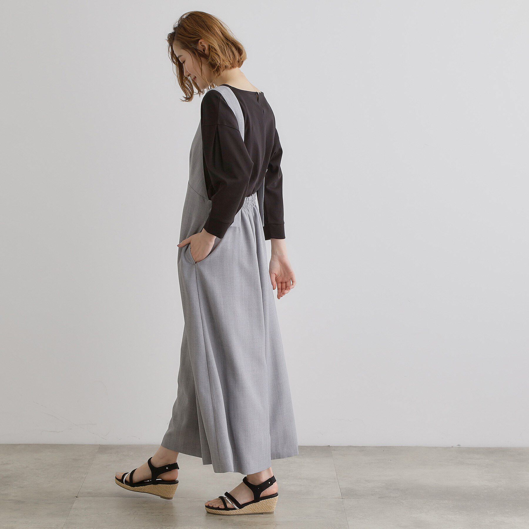 grove「ラメストライプサロペット」|オールインワン|